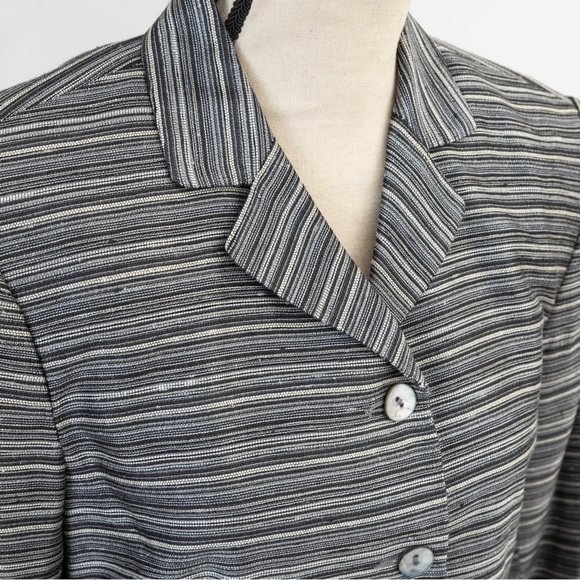 Worthington textured pattern neutral horizontal stripe pearl look buttons 10 - Picture 7 of 16